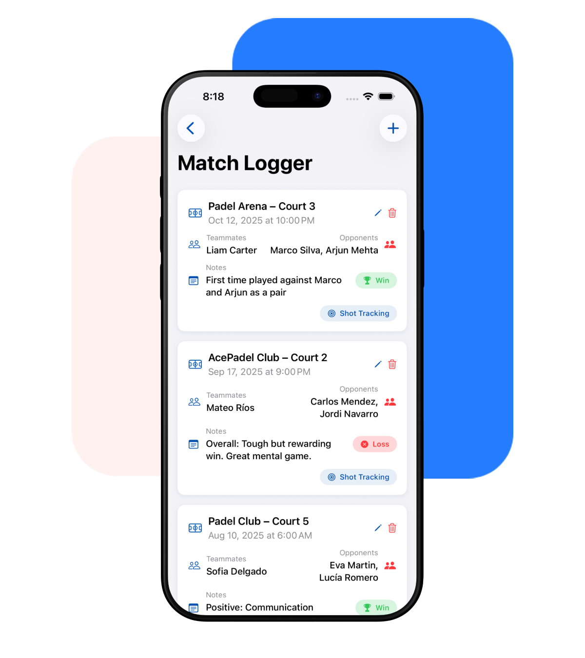 Create and log padel matches with Match Logger on MyPadelApp
