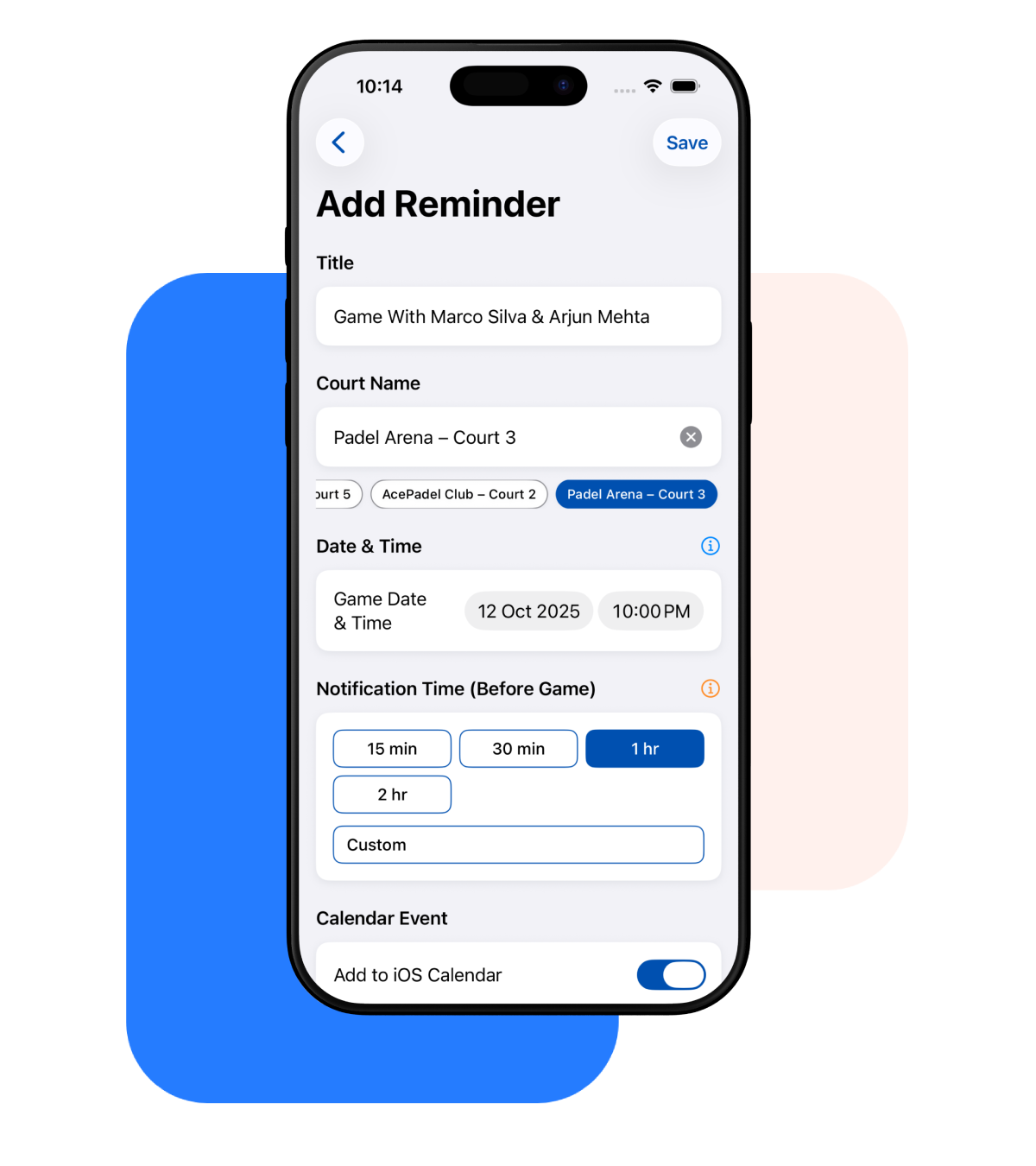Padel Game Reminder MyPadelApp