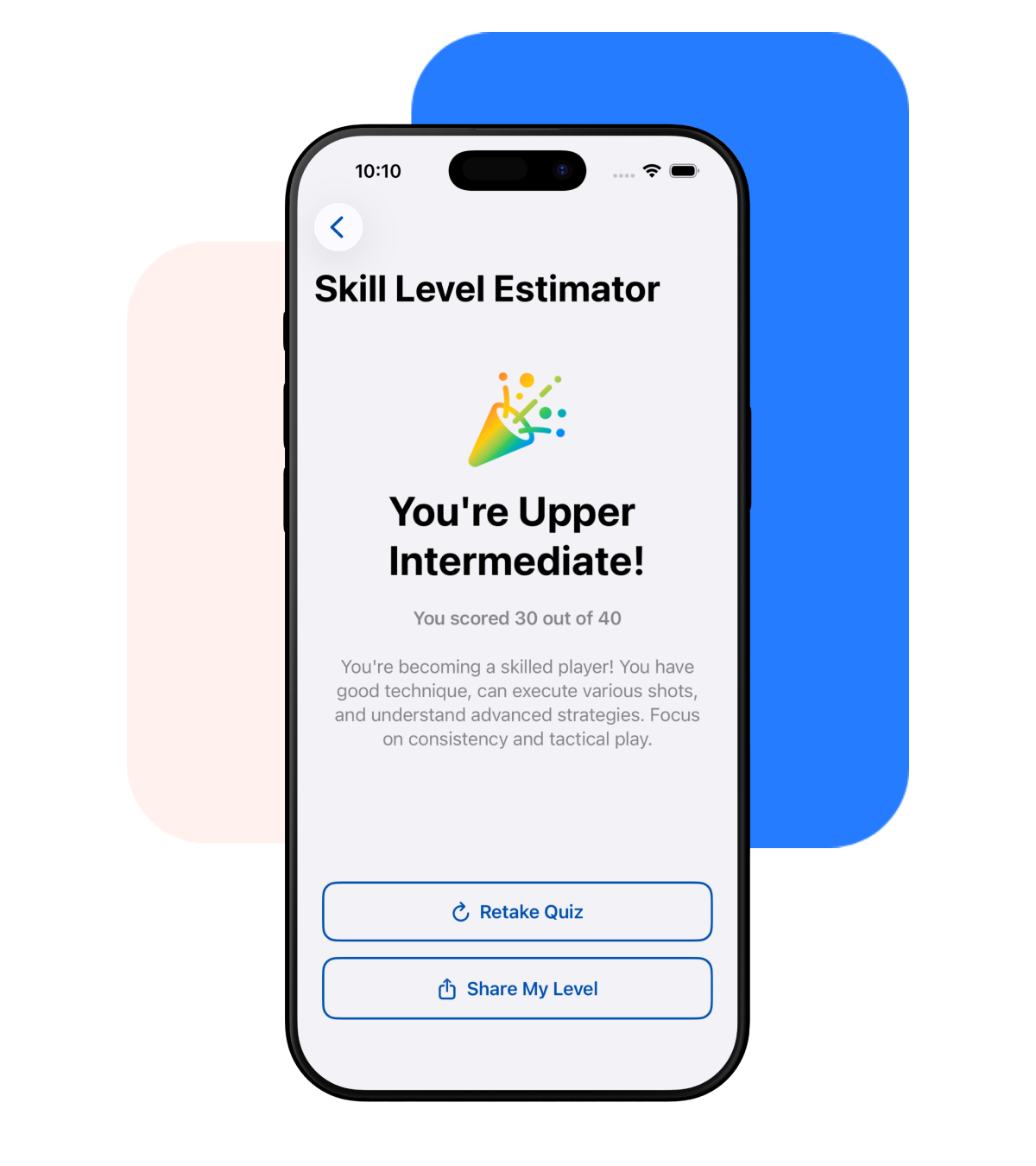 Track and assess your skill level with Padel Skill Level Estimator MyPadelApp