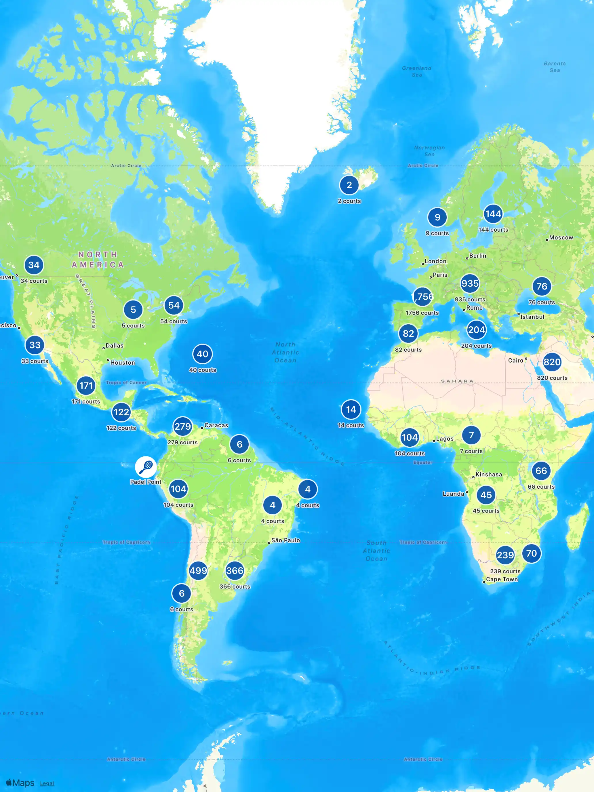 Padel clubs and courts near me